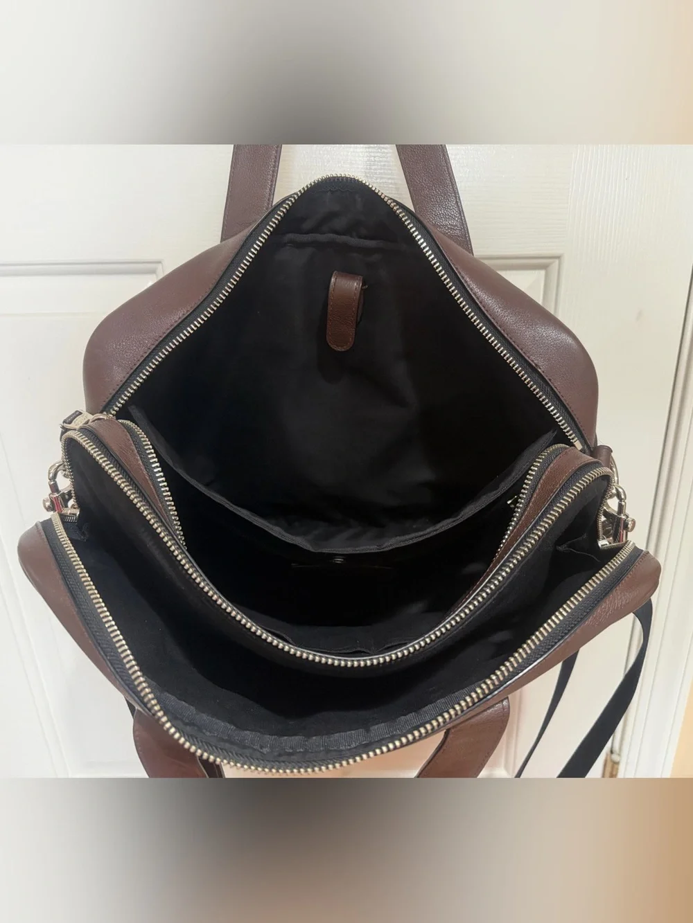 Coach Briefcase in dark chocolate pebble leather